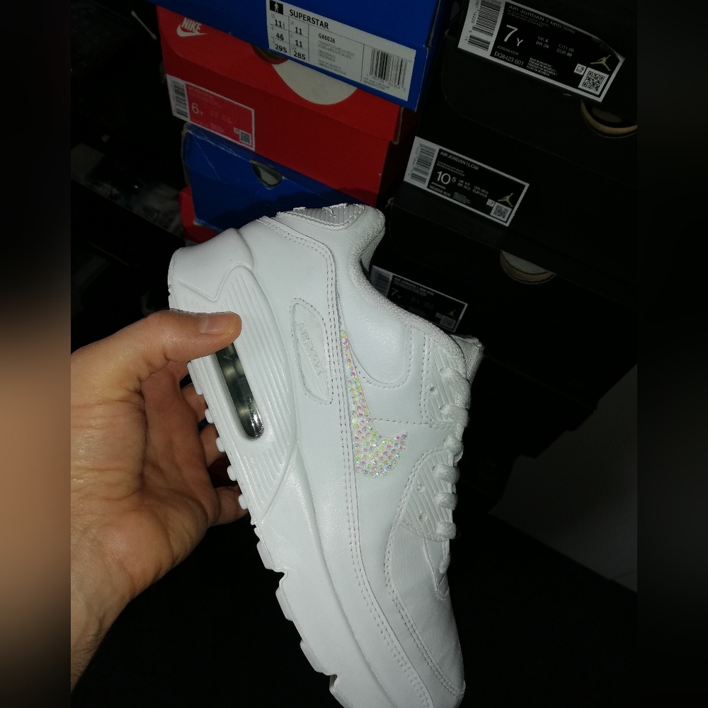NIKE AIR MAX 90S "SWAROVSKI CRYSTALS CUSTOMIZED WOMEN'S US SIZE 8.5 GREAT COND - Picture 10 of 12